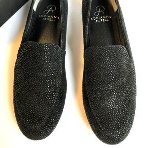 7M Adrianna Papell Women's Britt Caviar Pebbled Black Sea Ray Leather Shoes
